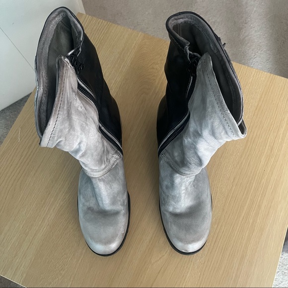 A.S.98 Size 40 (US 9-9.5) Grey Black Leather Boots - Picture 4 of 5